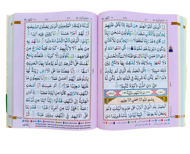 The Holy Quran Colour Coded Tajweed Rules (with colour coded manzils)