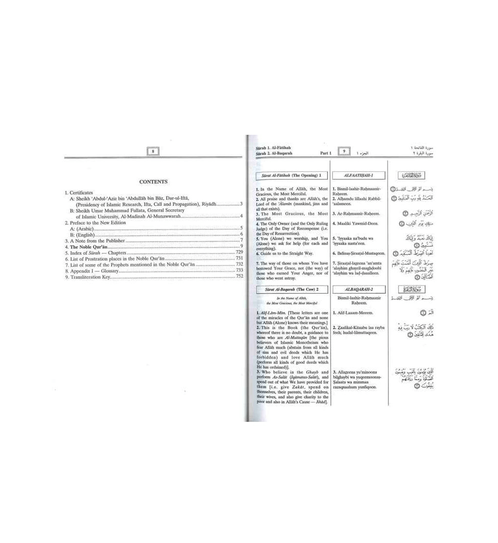 Noble Quran with Transliteration in Roman Script (White Paper), 9789960740799